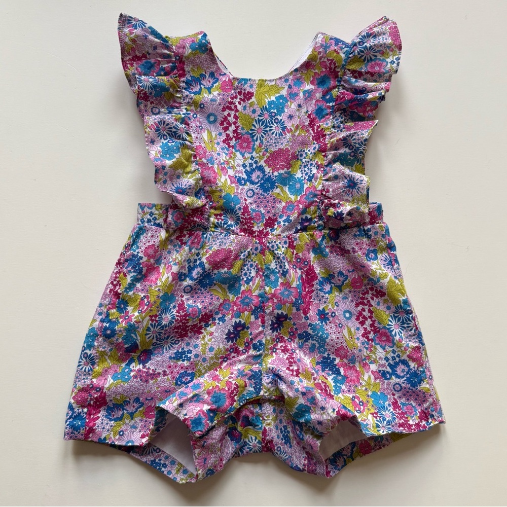 Jacadi Girls Liberty Floral Ruffled Romper - Size 6M
